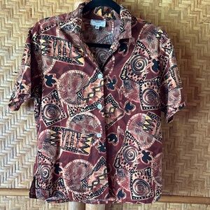 Stylish vintage Naturally Yours Hawaiian Patterned cotton Blouse smal